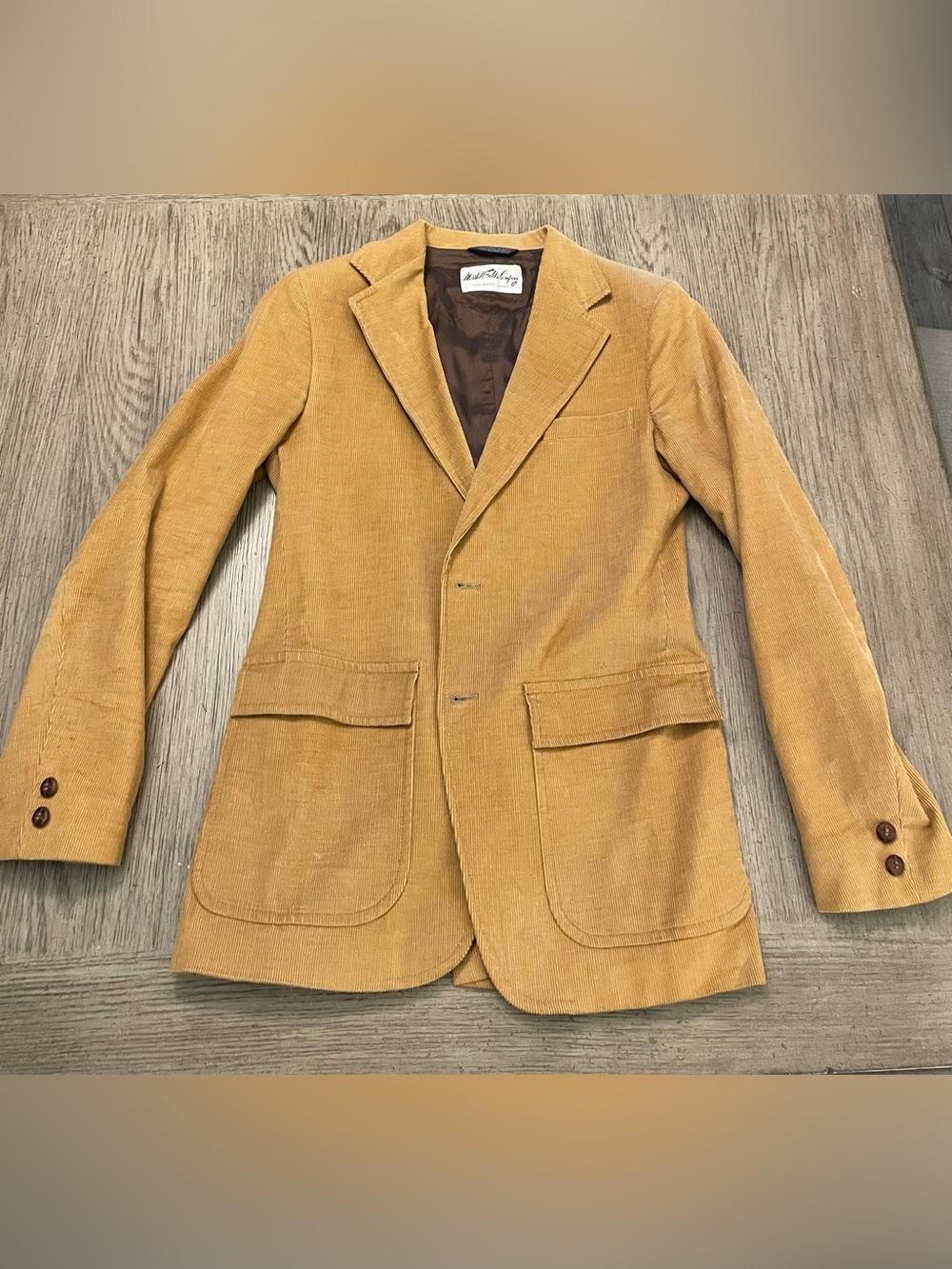 Marshall Field & Company vintage The Boys Shop blazer, tan corduroy, 16” x 29”